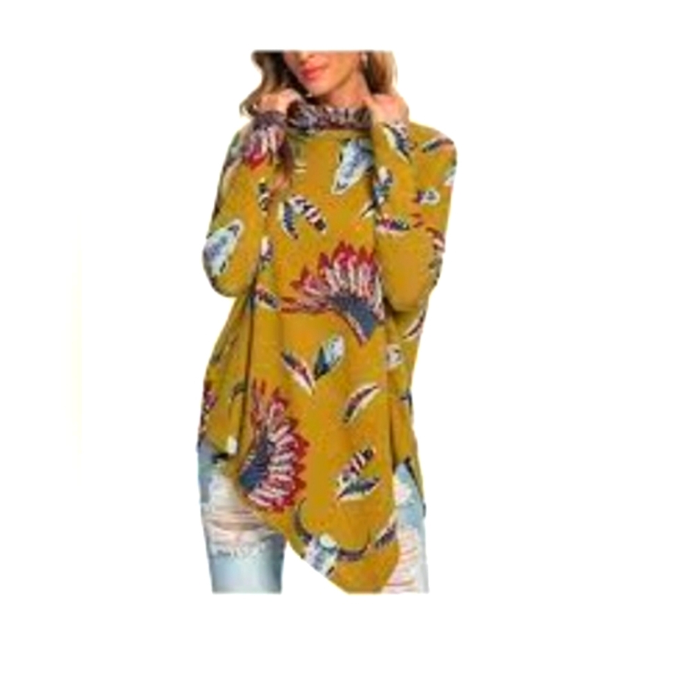Ladies Southwestern Levaca XXL Cowl Neck XXL LONG SLEEVE SWEATER TUNIC
